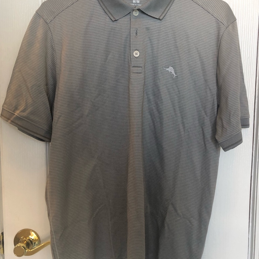 Tommy Bahama Bala Shark Pinstriped Short Sleeve Polo Size S